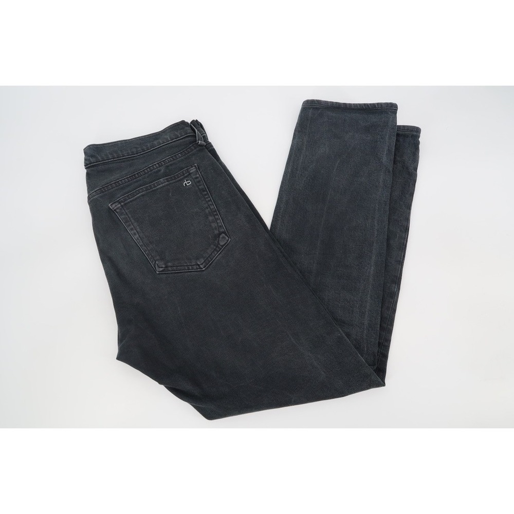 Rag & Bone Fit 2 Slim Jeans Mens 33 Black Washed Denim Button Fly USA Made